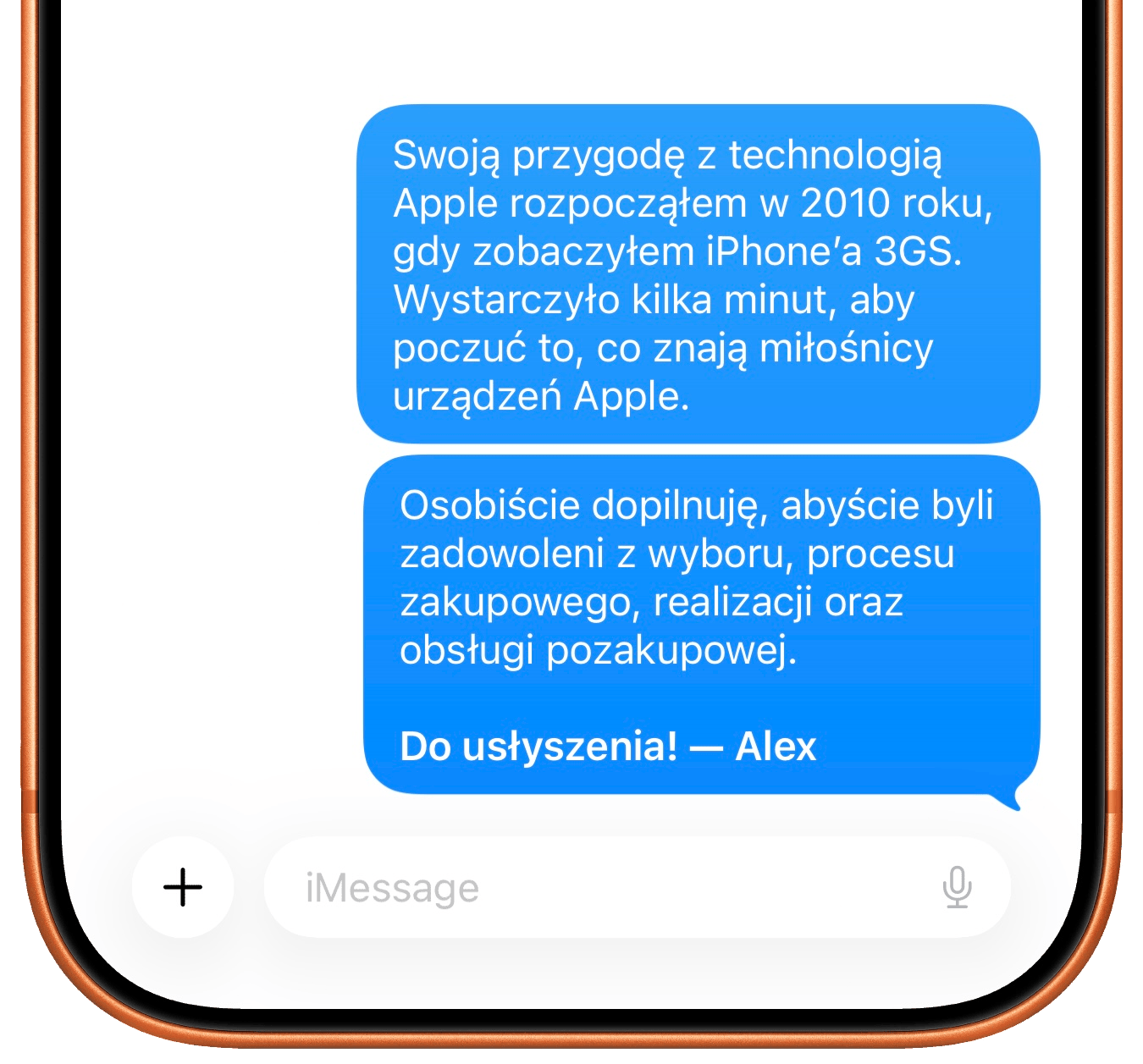Wiadomość iMessage od Aleksandra Kuleja